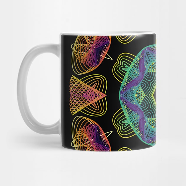 Wormhole Kaleidoscope | Harmonograph Green Blue Yellow Black by aRtVerse